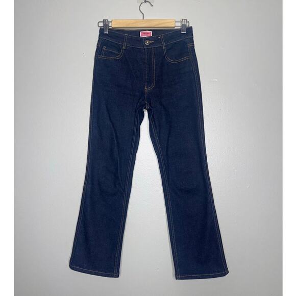 Kate Spade Denim Kick Flare Jeans Dark Wash Blue Size 24 Cropped Length - Picture 2 of 7